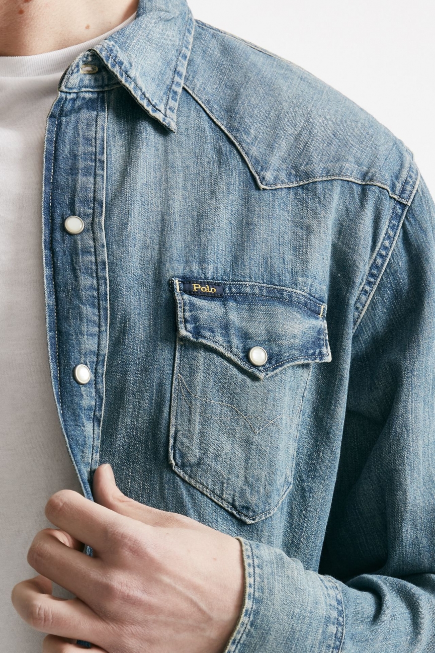 Camicia in cotone denim chiaro 