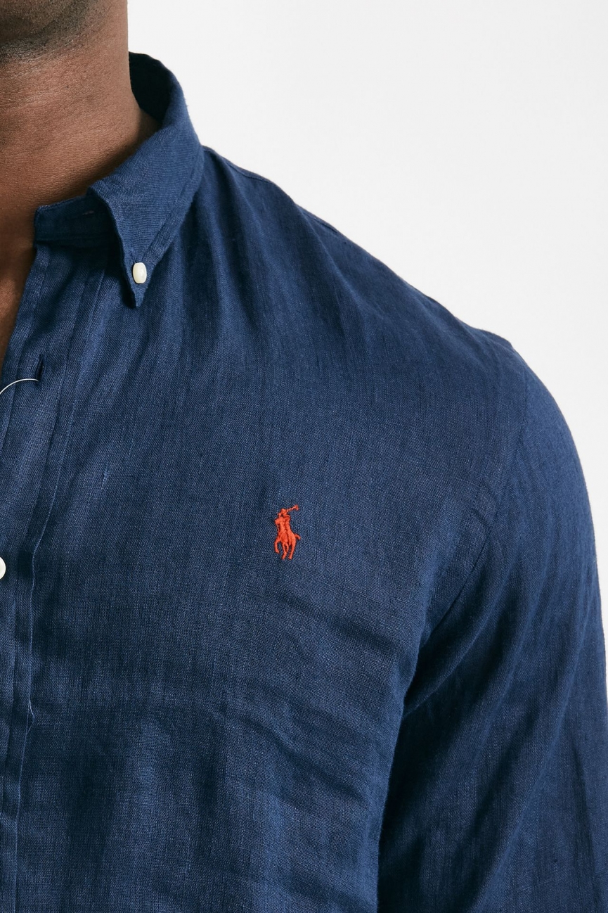 Camicia in lino blu