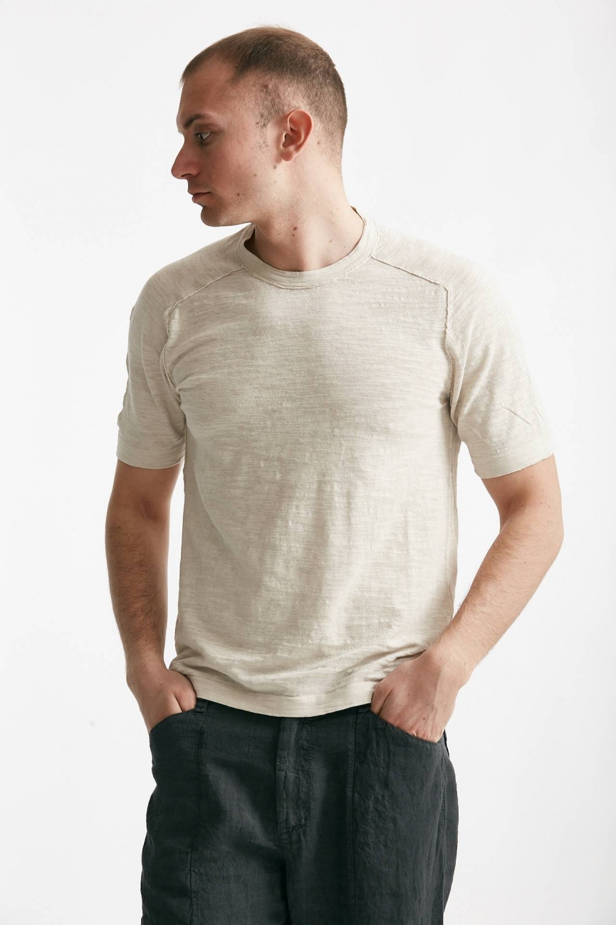 T shirt in cotone beige