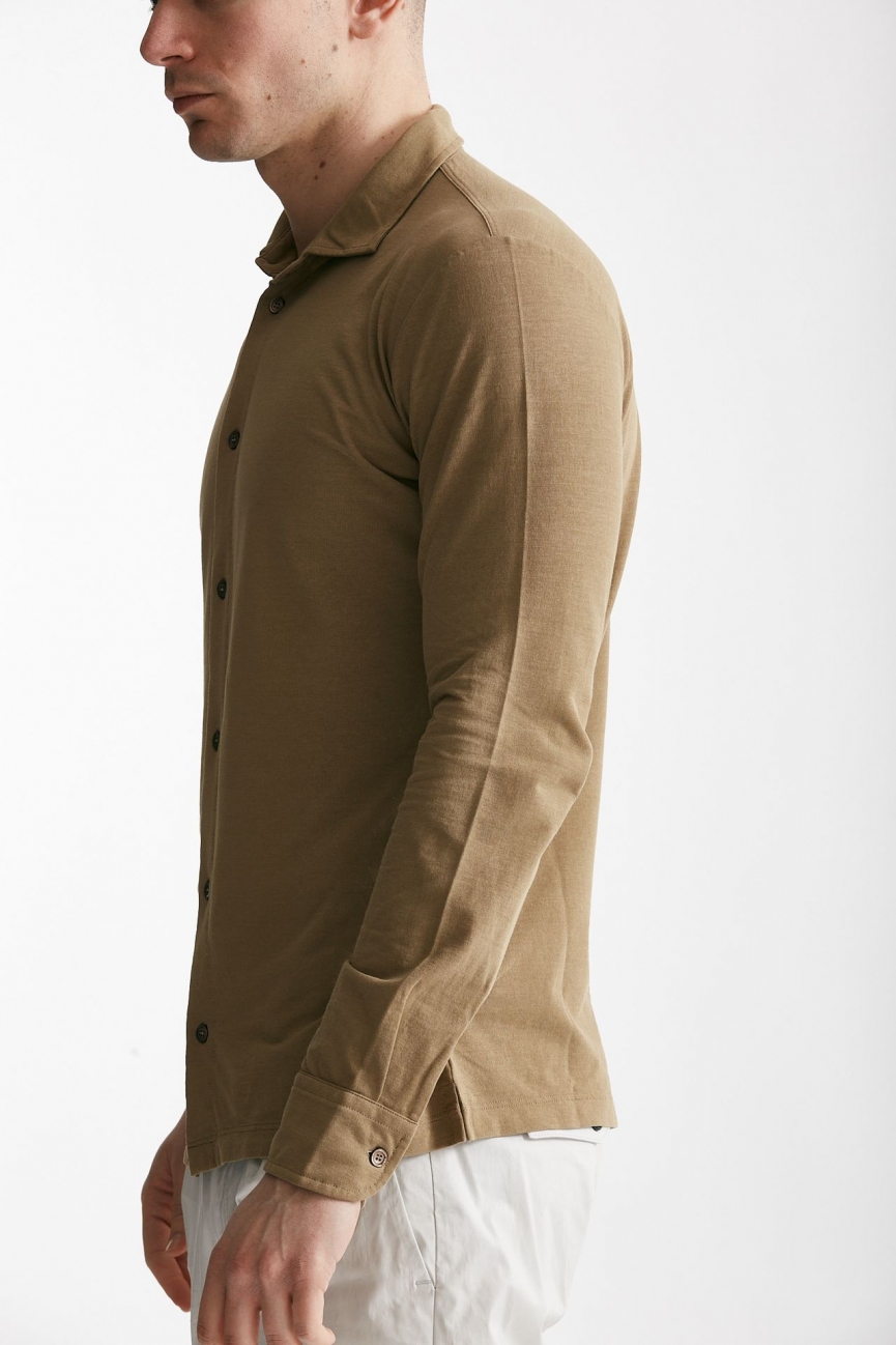 Polo camicia in cotone Icecotton cammello 