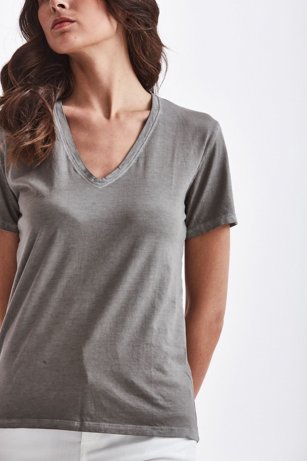T-shirt ROMY WASHED in cotone grigio