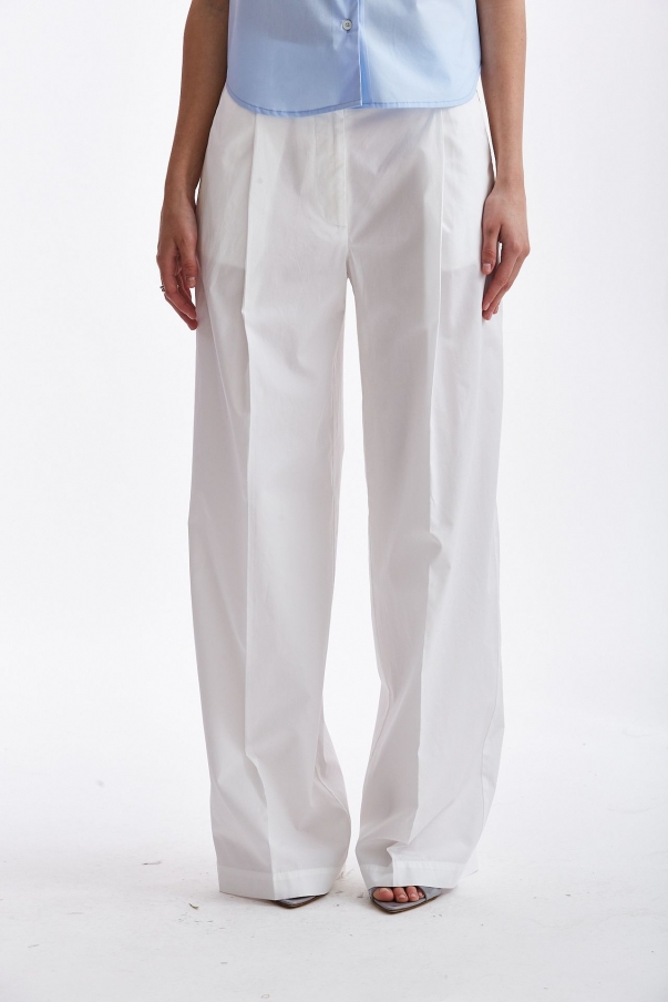 Pantalone gamba ampia in cotone bianco