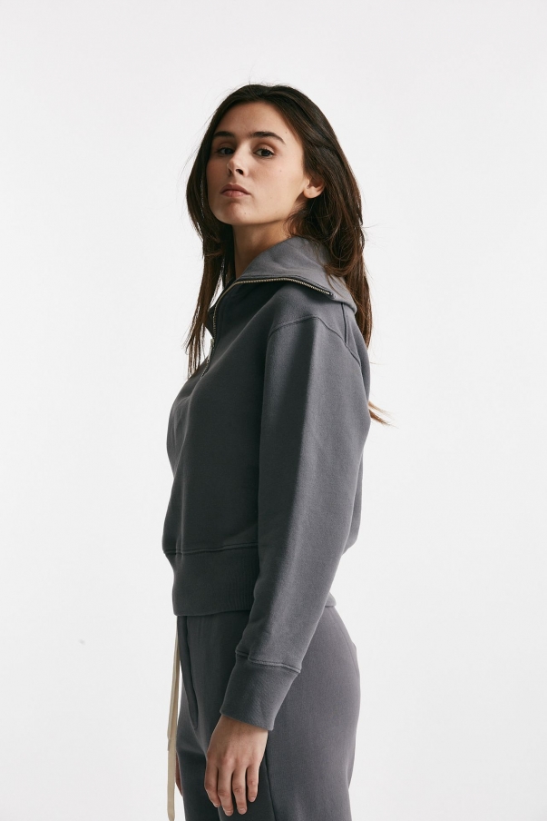 Felpa polo antracite con zip