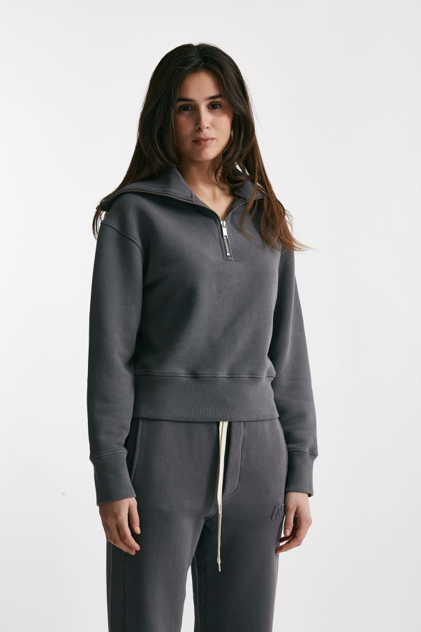 Felpa polo antracite con zip