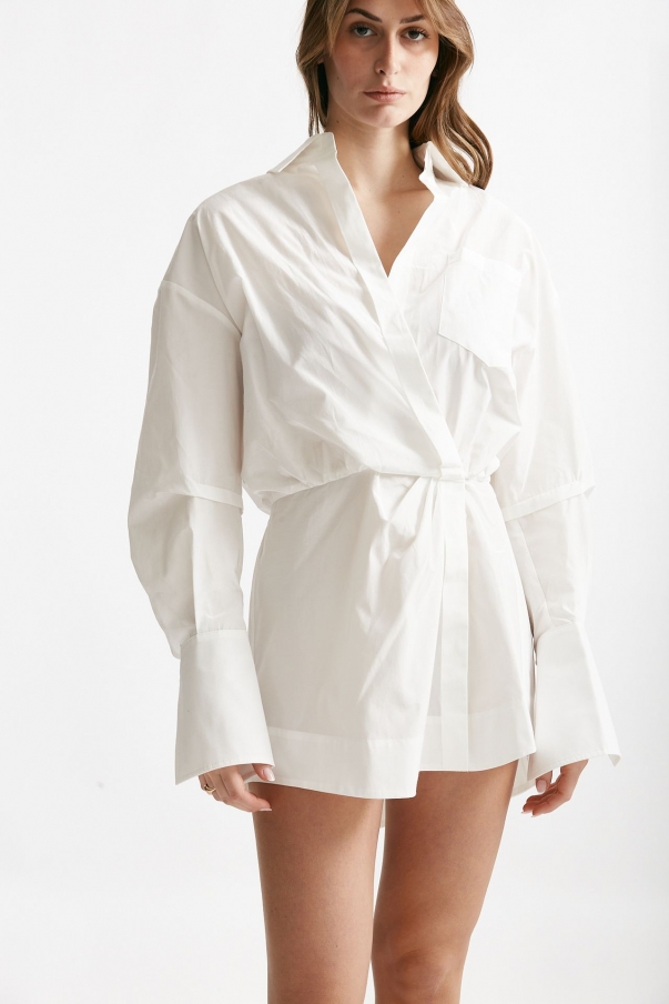 Abito camicia misto cotone bianco