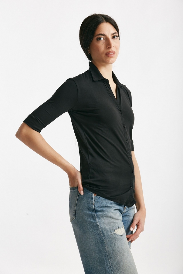 T-shirt a polo ANONYM nero