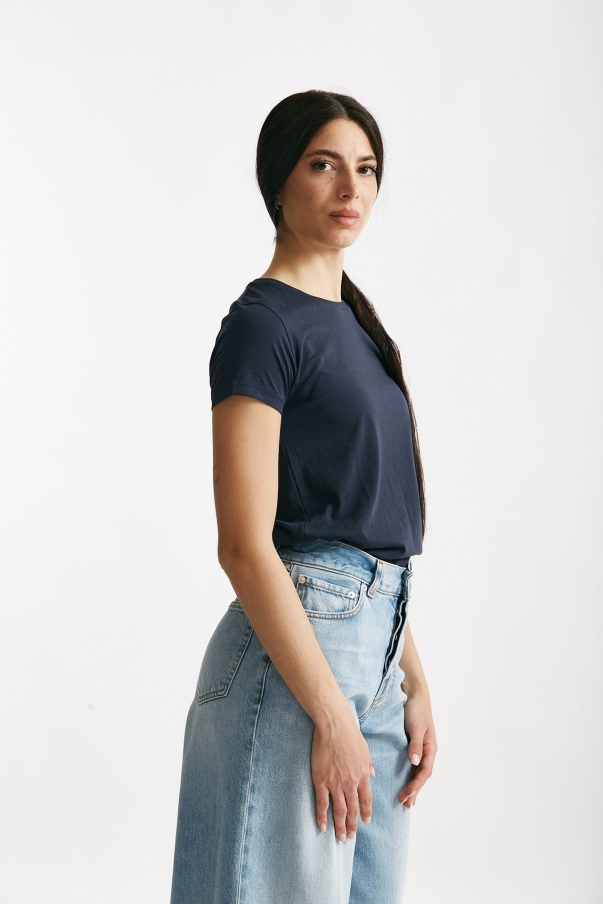 T-shirt basic girocollo MARIBEL blu