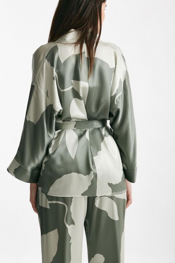 Kimono in raso di pura seta fantasia