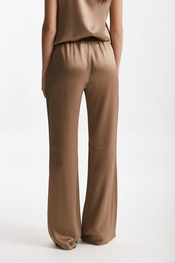 Pantalone fluido misto seta bronzo