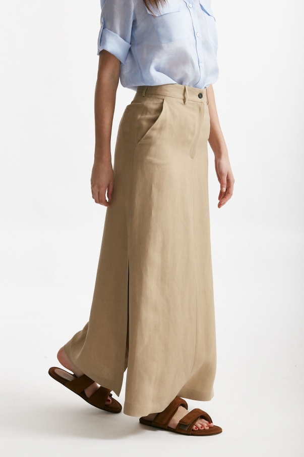 Gonna lunga beige vita alta