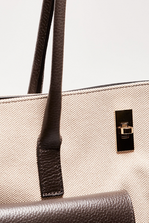 Borsa in pelle e canvas SOLEDAD testa di moro