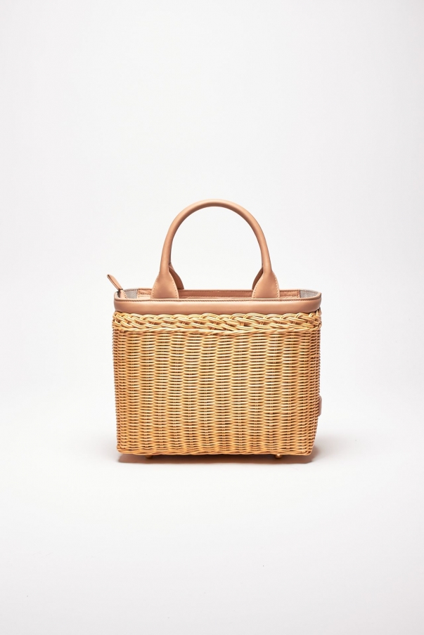 Borsa rigida LILLITH in midollino e pelle 