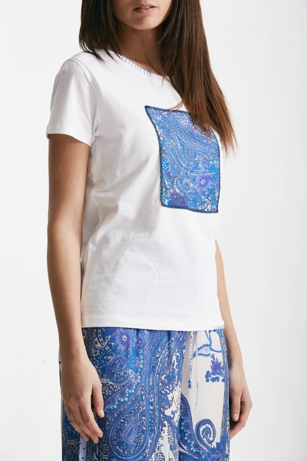 T-shirt con applicazione bianca