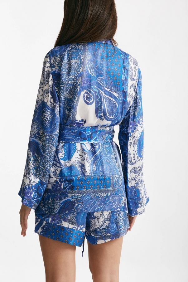 Kimono in fantasia azzurra blu e bianca