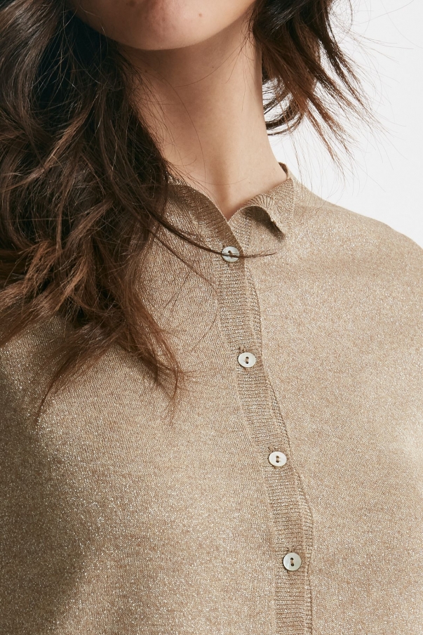 Cardigan in lurex oro
