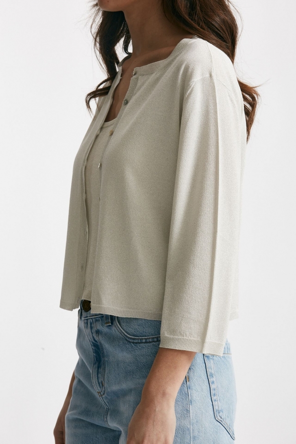 Cardigan in lurex argento