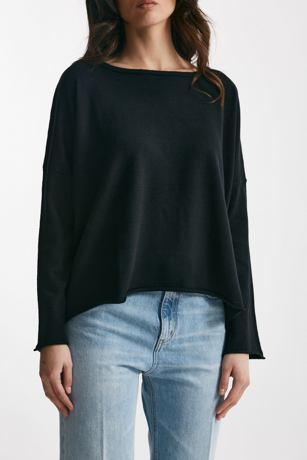Maglia ampia in cotone e cachemire nero