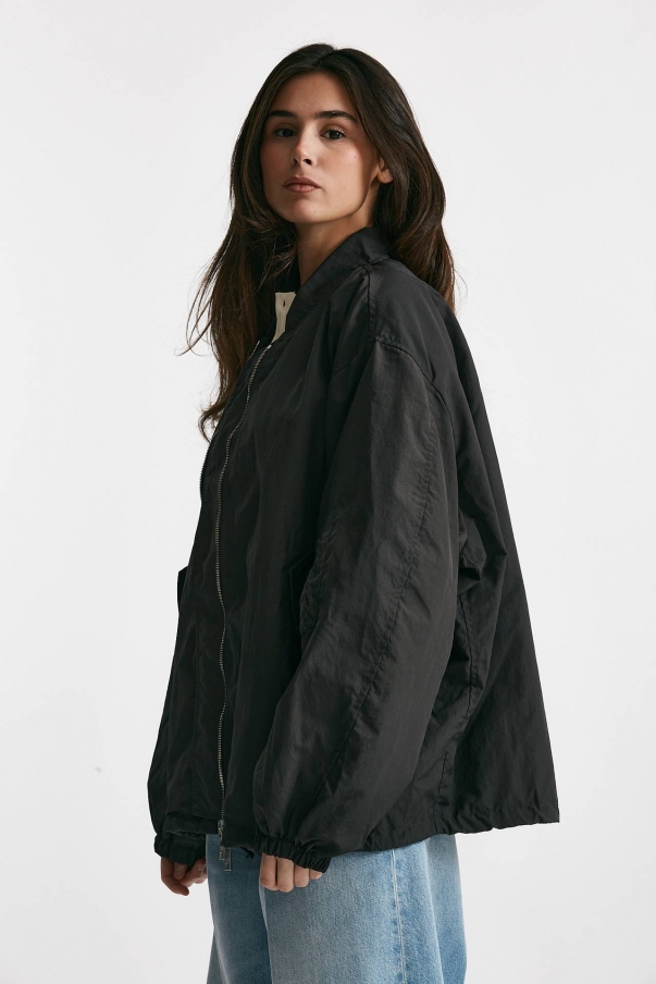 Bomber over in nylon grigio scuro