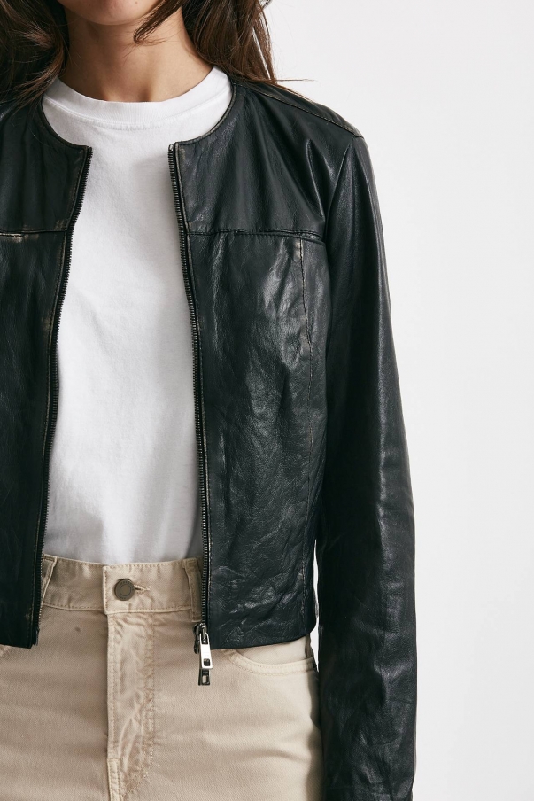 Giubbino slim in pelle nero