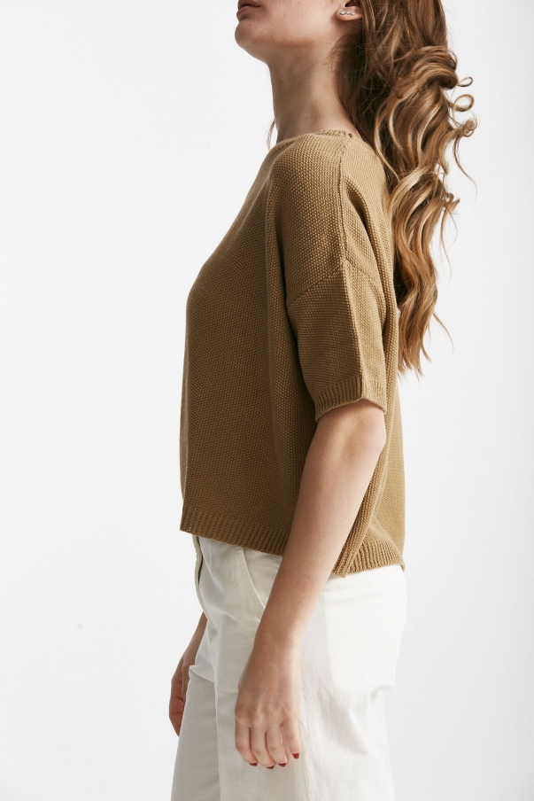 Maglia a scatolina cammello