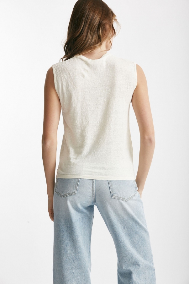 Top in lino bianco