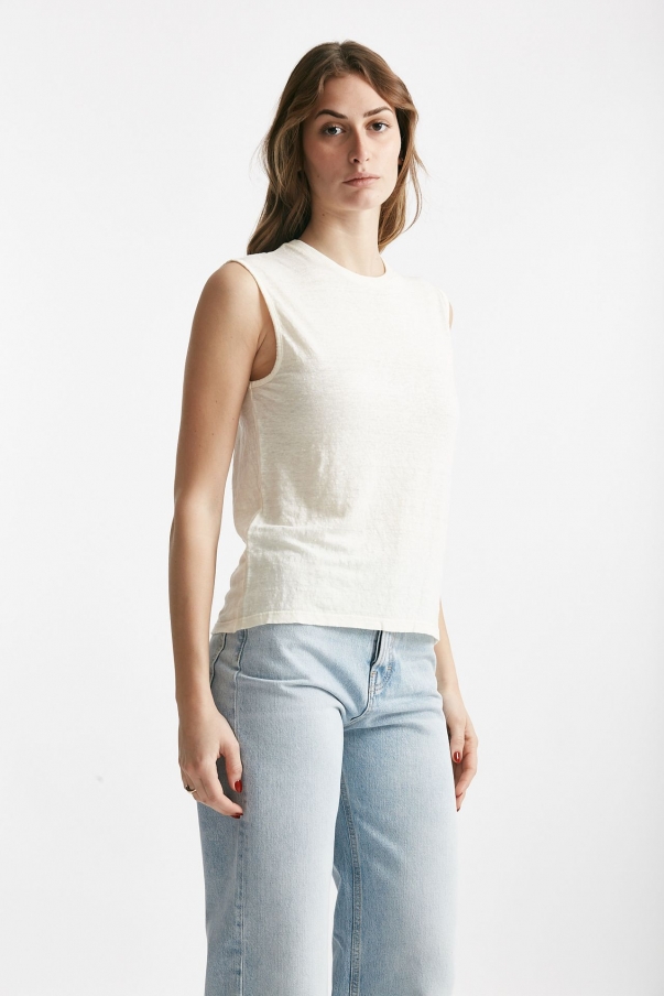 Top in lino bianco