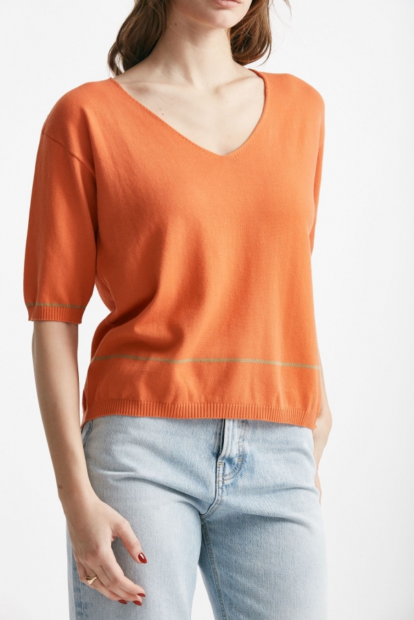 Maglia scollo v arancio 