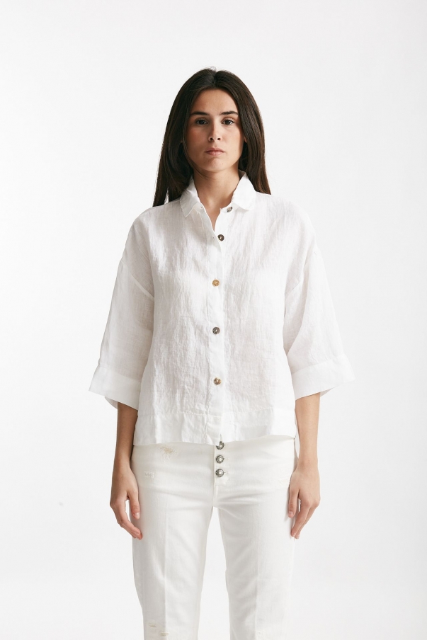 Camicia in lino bianco