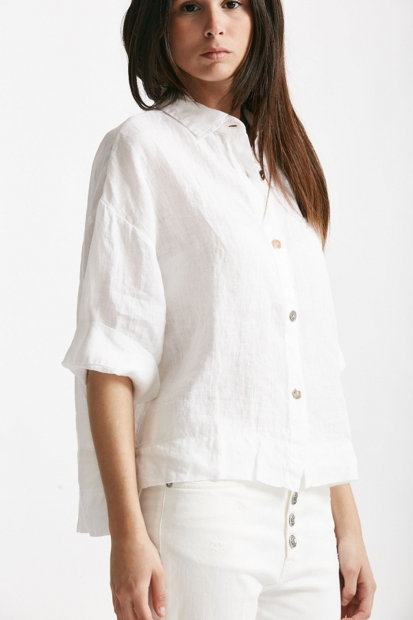 Camicia in lino bianco