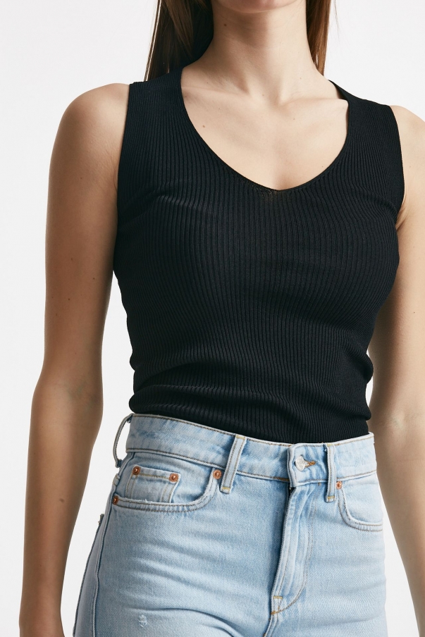 Top a costine MAX nero
