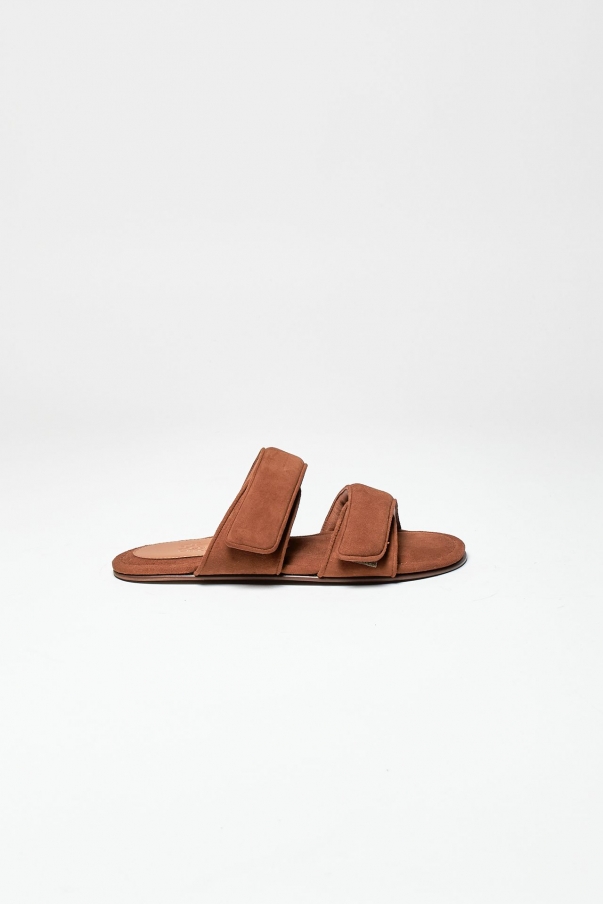 Sandalo piatto JULIANNE in suede tabacco