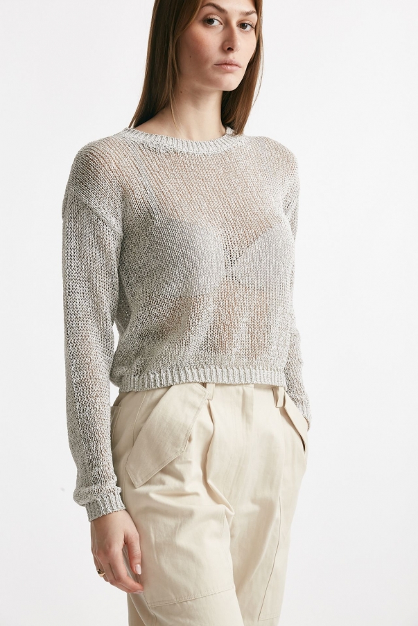 Maglia lavorata Filato bianco e grigio