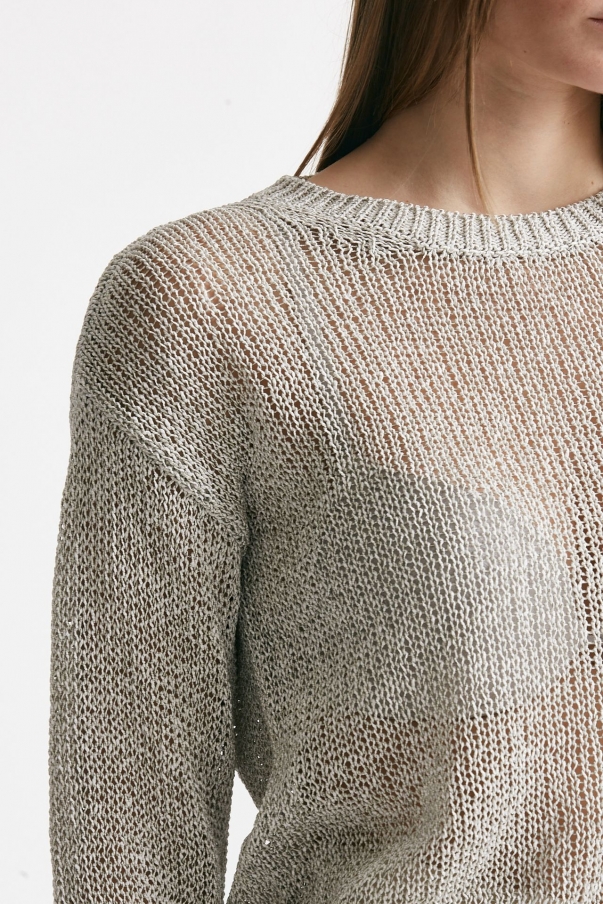 Maglia lavorata Filato bianco e grigio