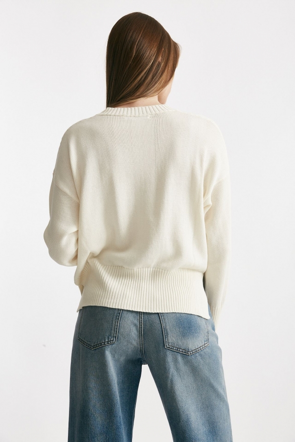 Maglia over in cotone colore panna 