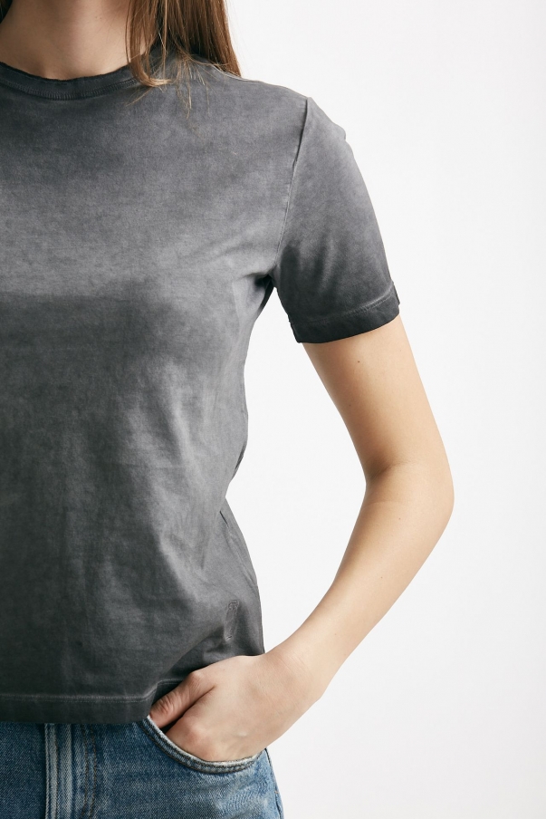 T-shirt basica in cotone slavato antracite