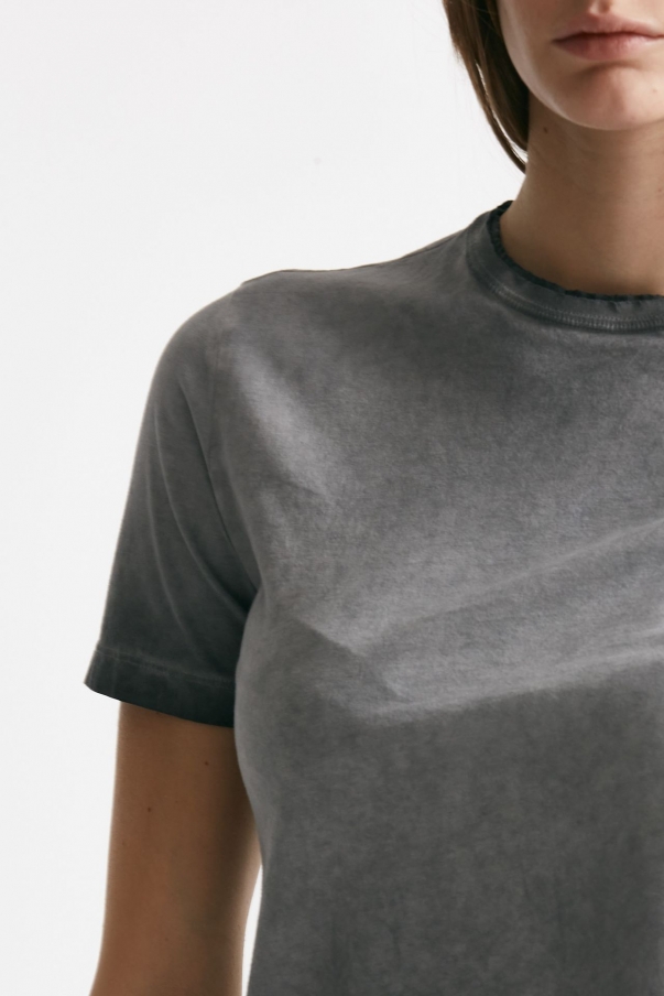 T-shirt basica in cotone slavato grigio chiaro