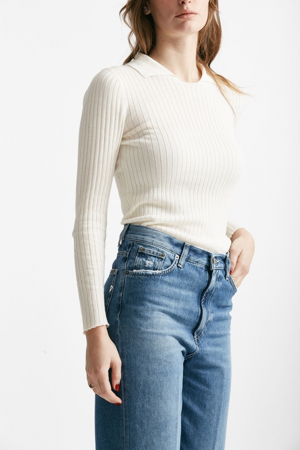 Maglia a costine bianco 