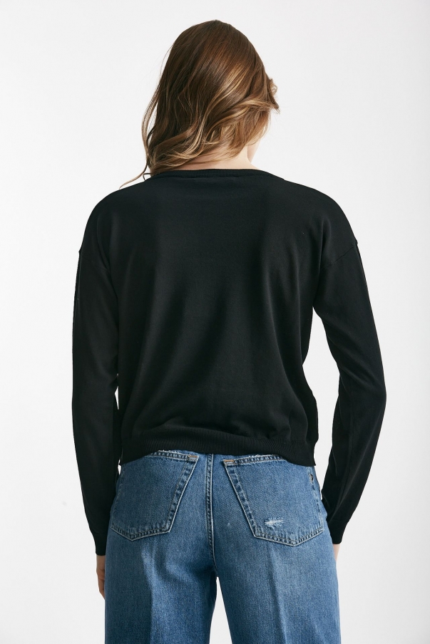 Maglia in cotone e seta nero