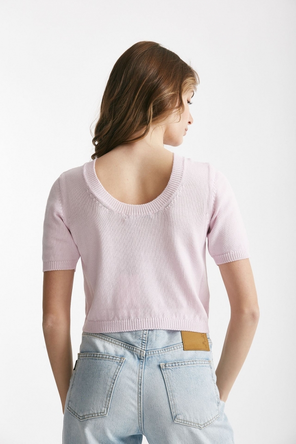 Maglia crop rosa chiaro