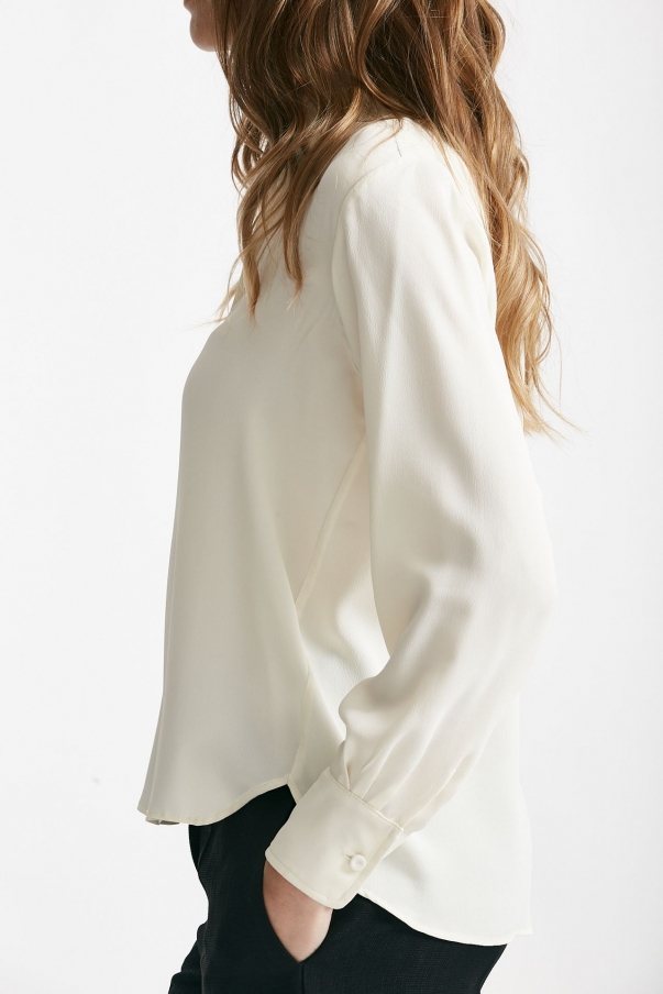 Camicia serafino in misto seta panna 