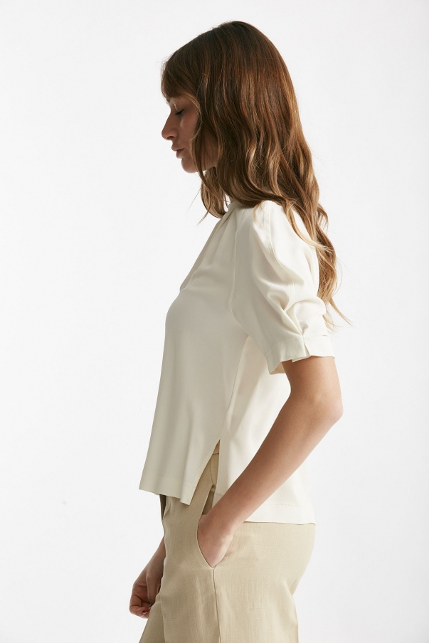 Camicia in misto seta panna