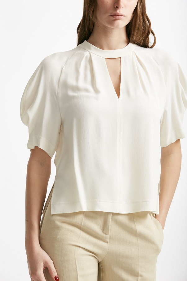 Camicia in misto seta panna