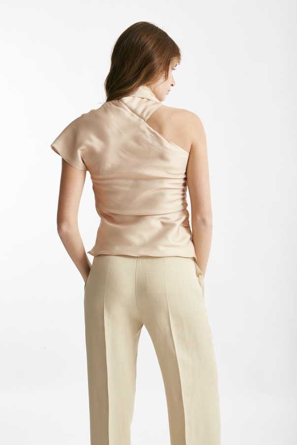 Camicia monospalla cipria