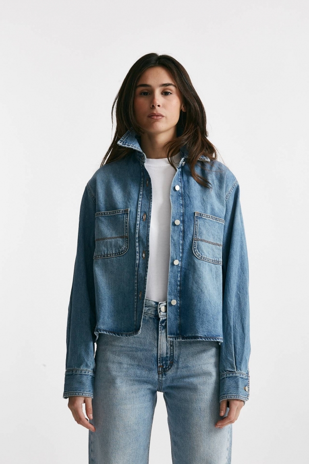 Camicia in denim crop