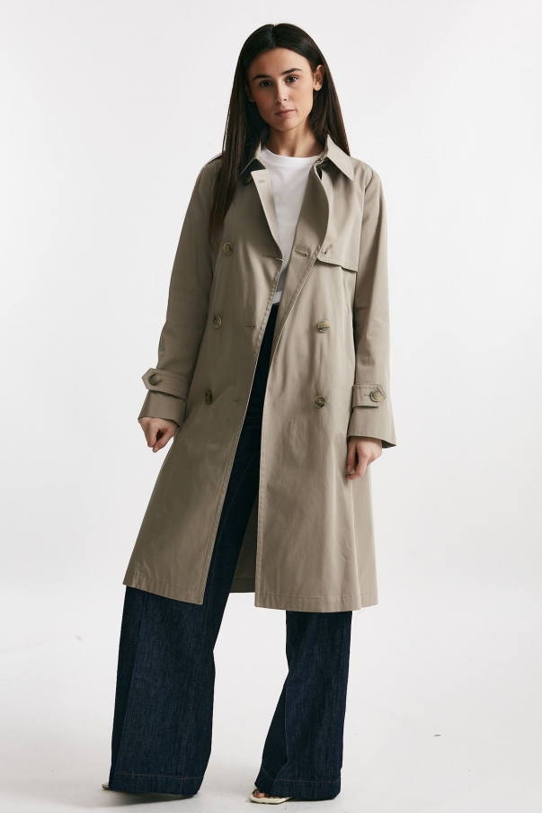 Trench in cotone tortora trattamento idrorepellente