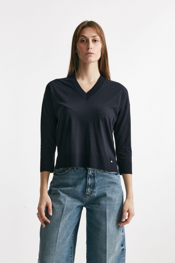 Maglia scollo a v blu