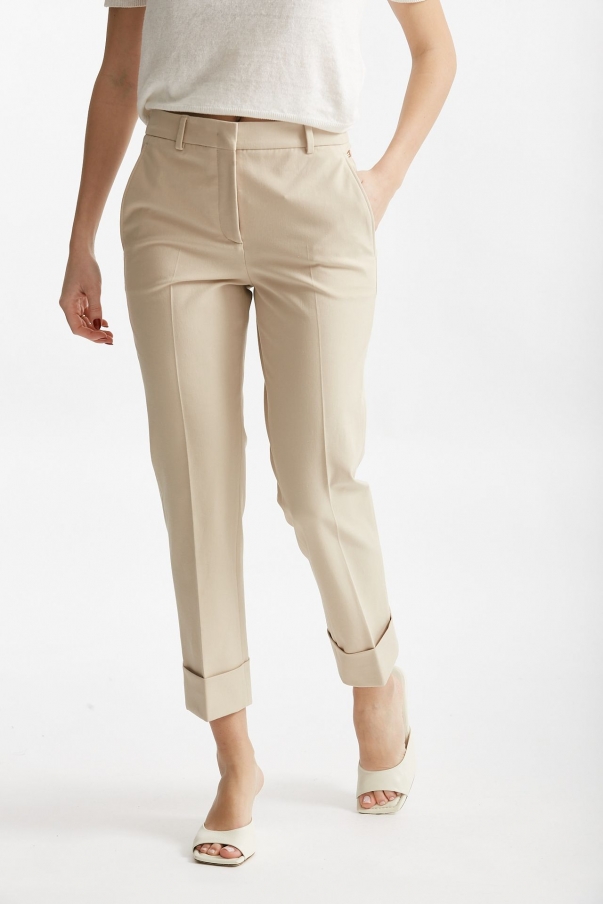 Pantalone dritto in cotone NEVET beige chiaro