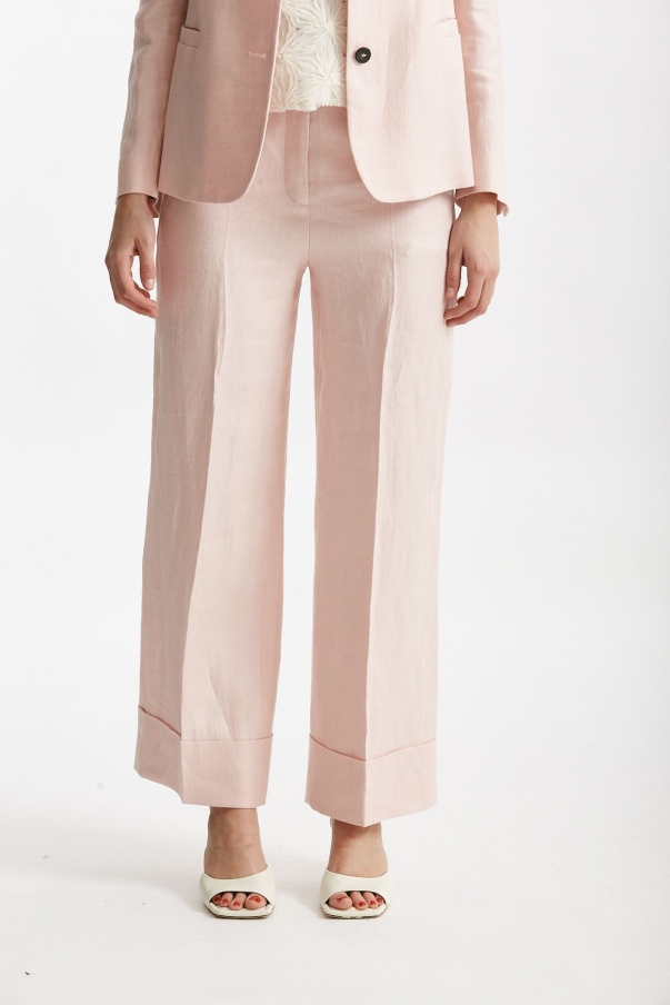 Pantalone in lino ARLYS rosa tenue