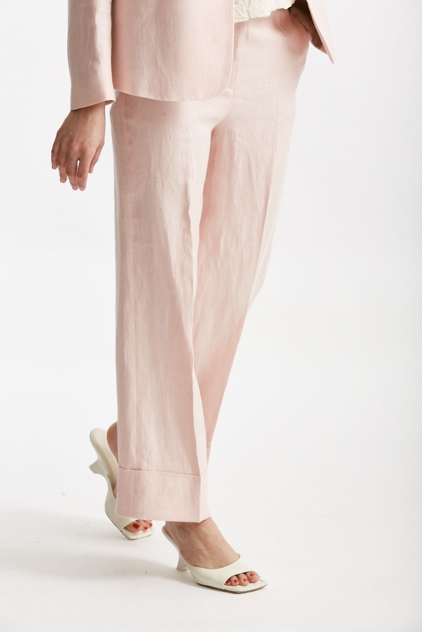 Pantalone in lino ARLYS rosa tenue