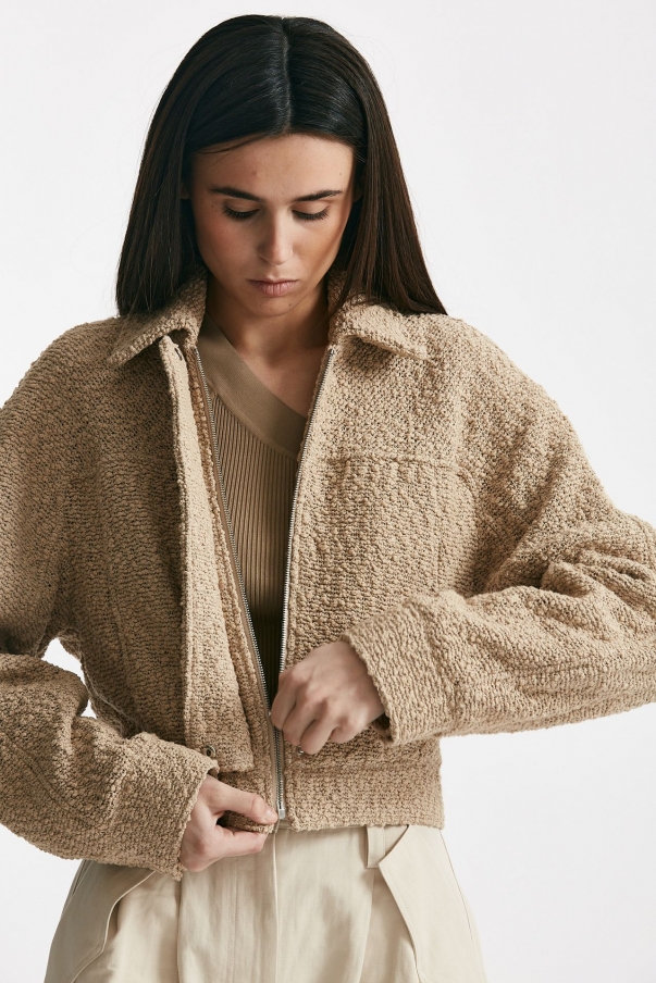 Bomber bouclè beige